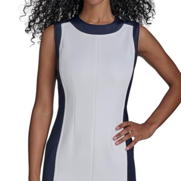Calvin Klein Collection Dresses & Skirts - Calvin Klein black white Ruched sleeveless semi-formal Old Money MIDI dress 18